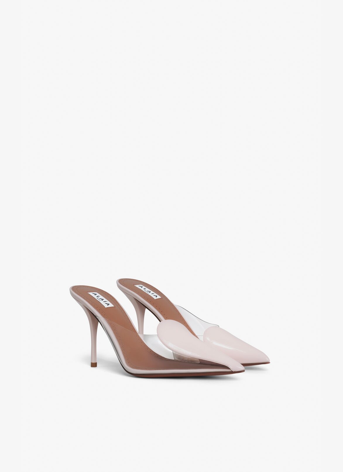 CŒUR ABSTRAIT MULES IN PATENT LEATHER ALAÏA PINK CŒUR ABSTRAIT MULES IN PATENT LEATHER